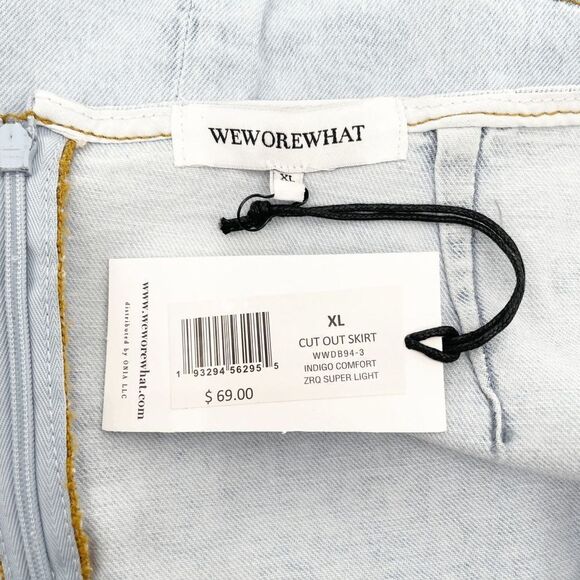 NWT Revolve WeWoreWhat Cut Out Denim Mini Skirt Women's S Blue Light Wash High W - Picture 6 of 7